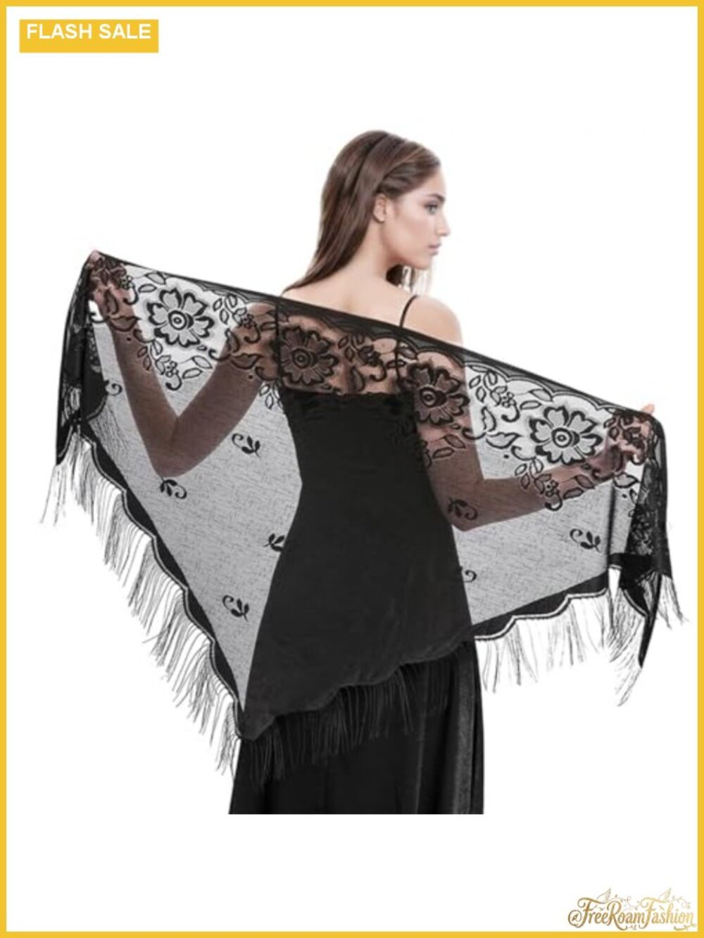 Lace Shawl Wrap Triangle Fringe Evening Dress Wedding Party 81x31in
